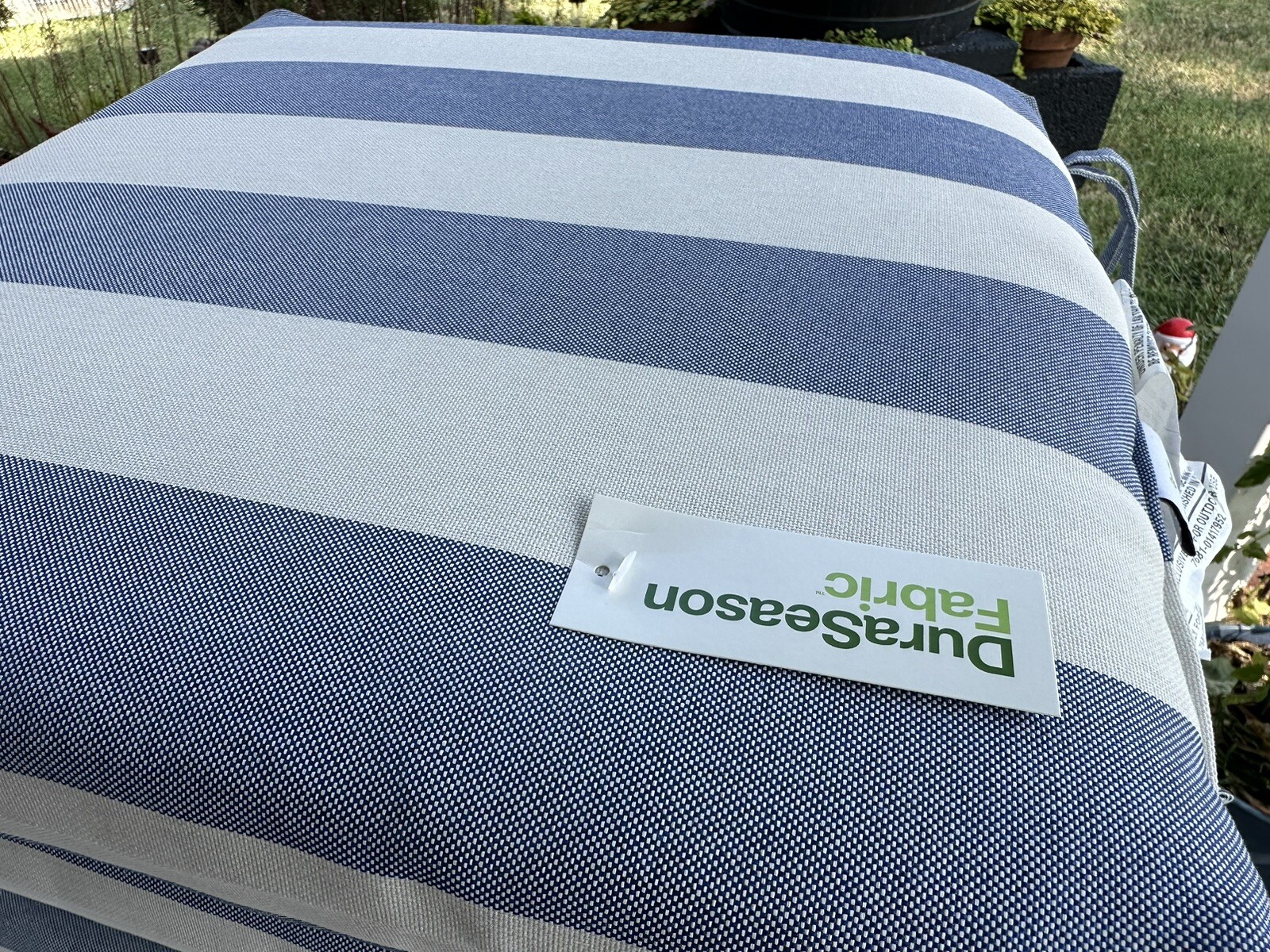 Cabana Stripe outdoor seat cushion DuraSeason Fabric Threshold blue
