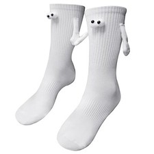 Holding Hands Socks, Novelty Magnetic Socks for Couple Men Women One Size White