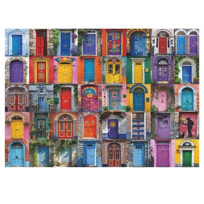 Colorful Door Puzzles for Adults 1000 Pieces, Vintage Unique 27.6*19.7In 