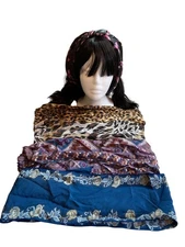 Vintage Hair Scarves Bundle Cejon Oscar De La Renta Leopard Paisley Floral Retro