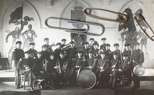 PRE WW2 GERMAN PROTECTION SQUADRON BAND 1932 RANDERSACKER GERMANY PHOTO POSTCARD