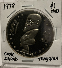 1978 Cook Islands Clad Proof $1  Dong  Dollar Polynesian God Tangaroa
