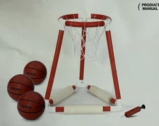 Pool Basketball Hoop Poolside, Floating Pool Toys with 3 Basketballs/Pump
