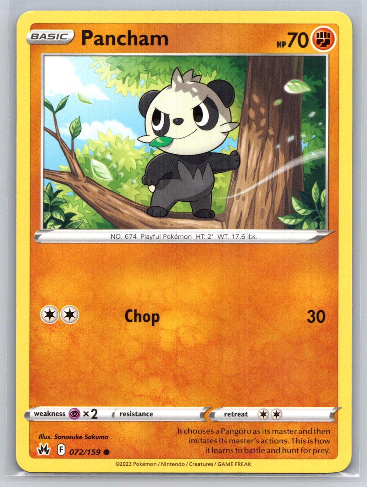 Pancham 072/159 - SWSH: Crown Zenith - Pokémon TCG - NM
