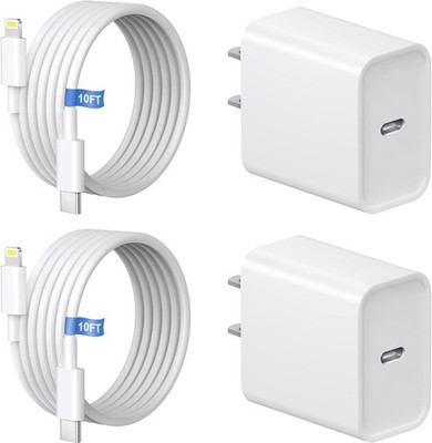 10FT iPhone 14 13 12 11 Charger, Long Charging Cable with 20W USB C Charger Bloc