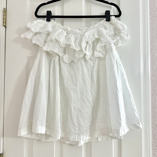 NWT Free People Have a Thing For You White Ruffle Mini Short Dress Strapless Sml - Picture 7 of 8