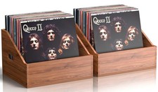 2 Pack Wood Vinyl Record Storage, Retro  Durable Vinyl Crate and Record Hold...