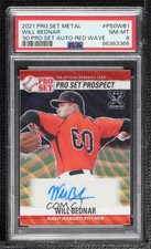 2021 Leaf Pro Set Metal 1990 Base Red Wave Will Bednar #PS0-WB1 PSA 8 Auto 8d2