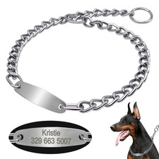 Stainless Steel Personalized Dog Choke Chain Collar Custom Puppy Pet Metal Slip
