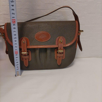 Mulberry Leather Shoulder Bag Auth Olive Green Brown Medium