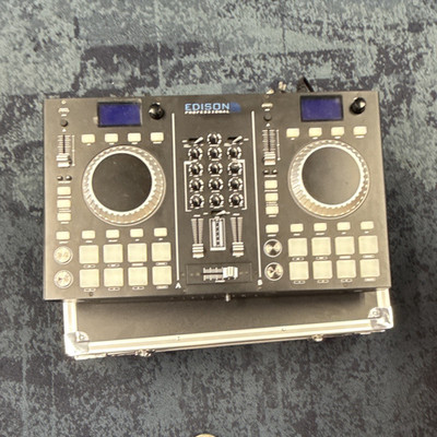 Edison Professional Double Deck DJ Controller w/ Flight Case, Loop/Sampler