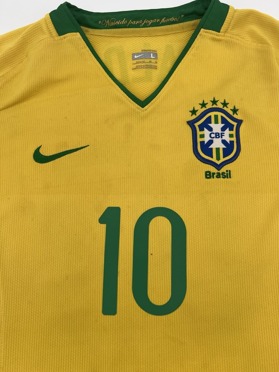 Brazil 2008/2009 Home Ronaldinho #10 Authentic Nike Jersey YOUTH L