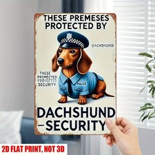 Humorous Dachshund Security Sign Metal Tin Sign Retro Home Wall Decor Dog Lovers