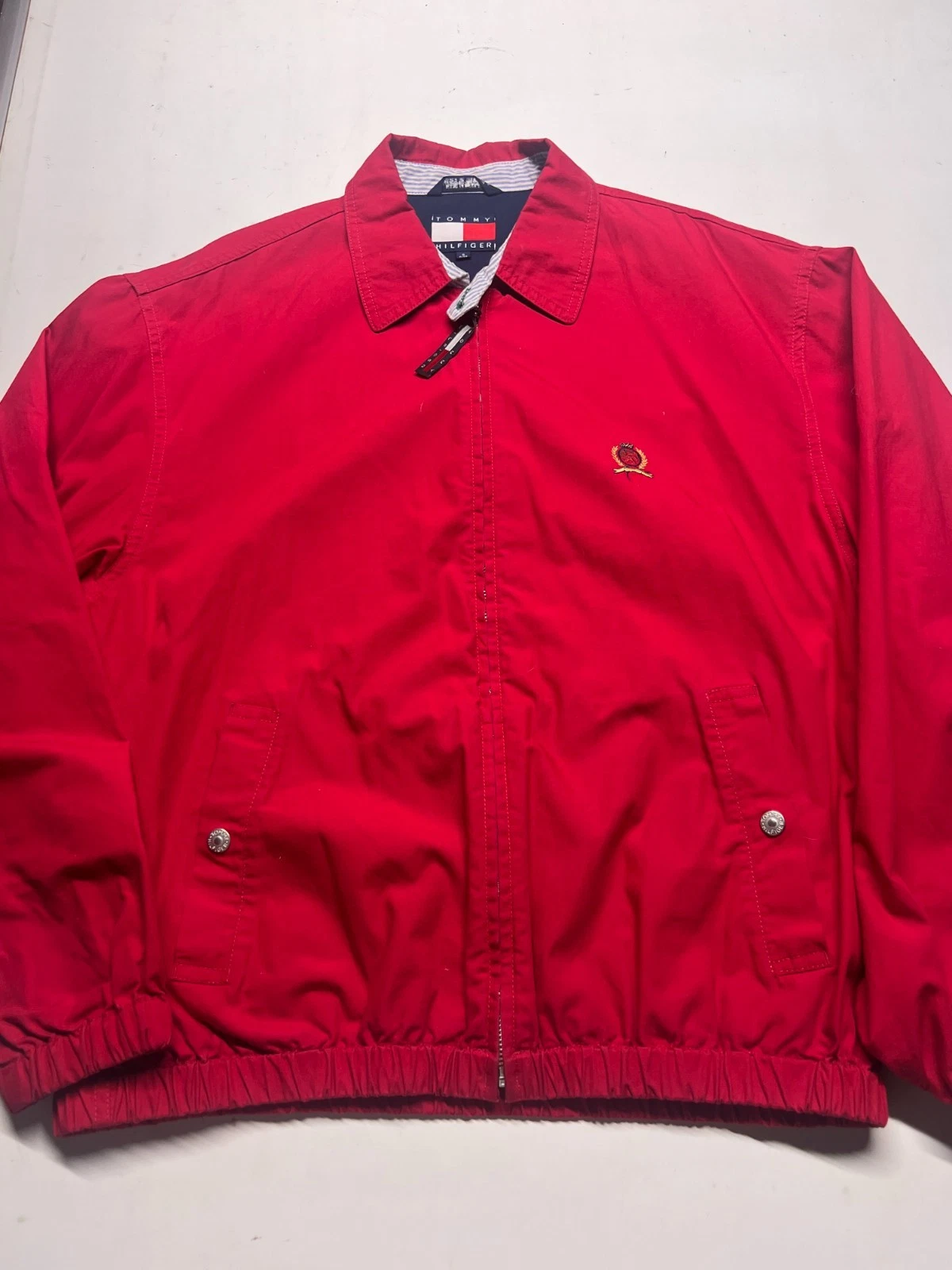 Tommy Hilfiger 78-27 Windbreaker Jacket Red Full Zip Long Sleeve Mens Size Small