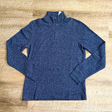 J.Crew Men's 1/4 Zip Mock Neck Knit Cotton Pullover Sweater Blue M
