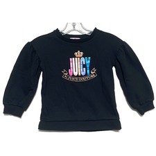 Juicy Couture Black Sweatshirt Girls 6 Bling Glitter Colorful Spell Out Glam Y2K