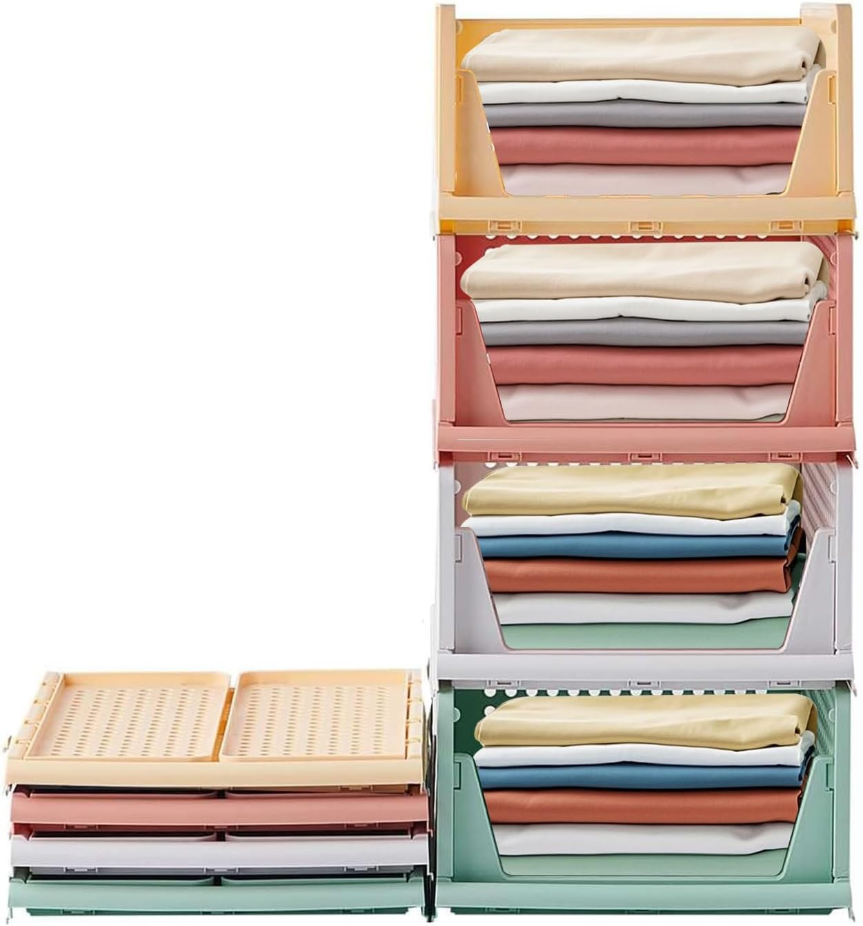 Organizer Cassetti Interno Armadio - Set 4 Pezzi Salvaspazio Bianco