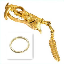 Animal Snake Head Bone Rattlesnake Tail Key Chain Brass Vintage Do Old Pendant C