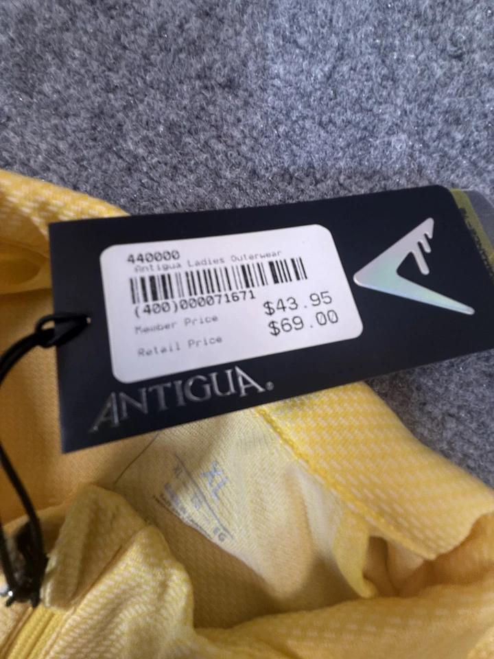 Antigua Eagle Rock Resort Pullover Womens XL Yellow 1/4 Zip Lightweight Shirt Foto 3 de 4