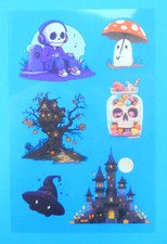Halloween Clear Decal Sticker Sheet Style 8 Skeletons  Haunted Houses