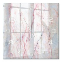 Wanduhr Aus GehäRtetem Glas Mit Leisem Uhrwerk Marmor WeißE Zeiger 60X60 Cm