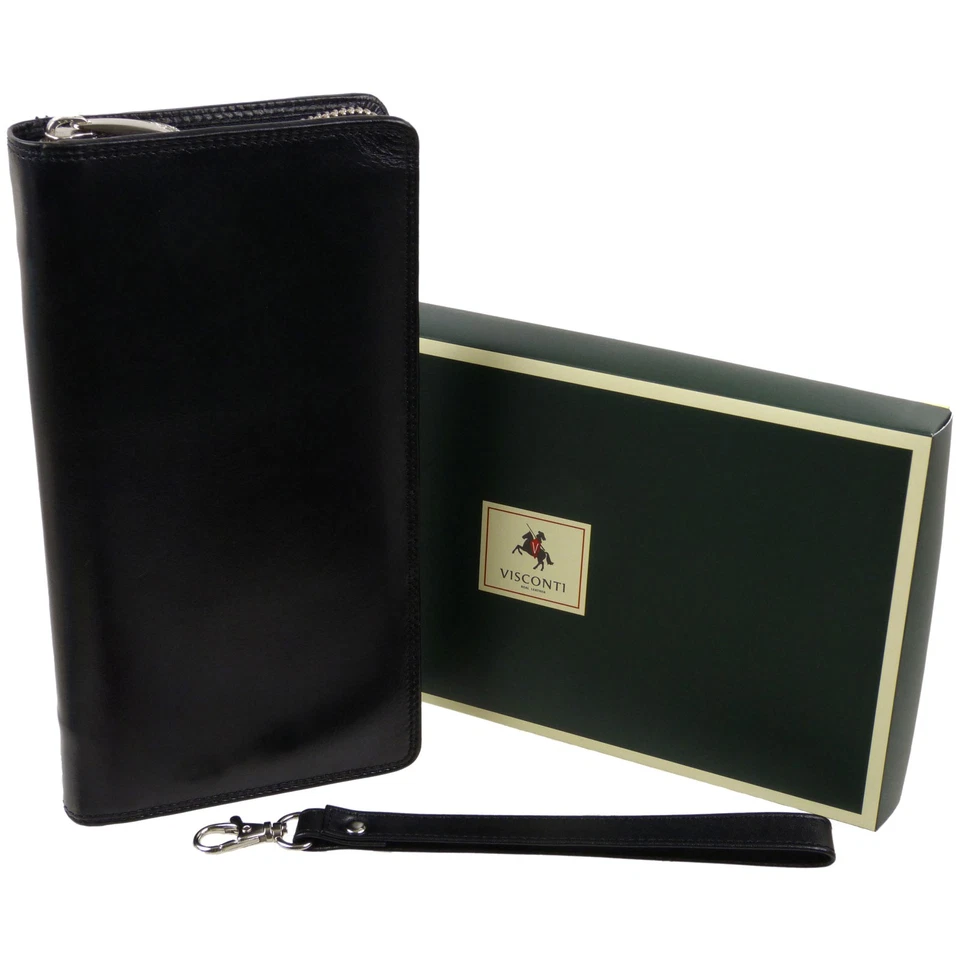 Visconti Hombres Cuero Billetera de Viaje Tarjetas de Crédito Porta Pasaporte 2 Colores Bl... Foto 2 de 4