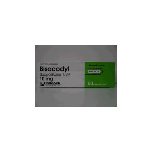 Paddock Bisacodyl 10mg USP Suppository Stimulant Laxative Lasting Relief 50ct