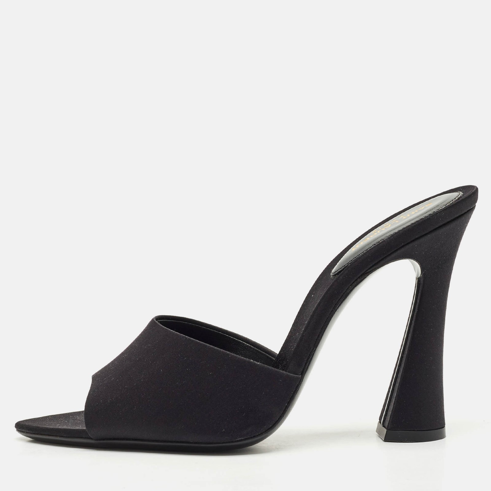 Sandali Saint Laurent neri in raso Romy Slide taglia 40