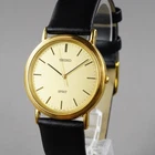 SEIKO 1997 Vintage 5E21-6C00 Men's Watch Gold 33mm New Battery New Leather Band