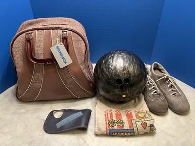 Vintage Brunswick Bowling Ball Bag Shoes Towel Set Columbia 300 12lb USA