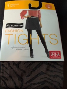 1 Pair No Nonsense Patterned Tights Sz Large Espresso Zebra Tight Nylon Spandex