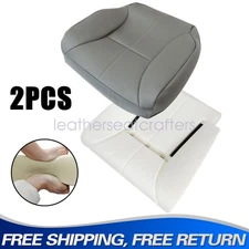 Driver Bottom Leather Seat Cover Gray & Foam Pad Cushion For 1998-2002 Dodge Ram