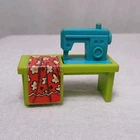 Vtg Fisher Price Little People Dollhouse Sewing Machine Green & Teal Read Info
