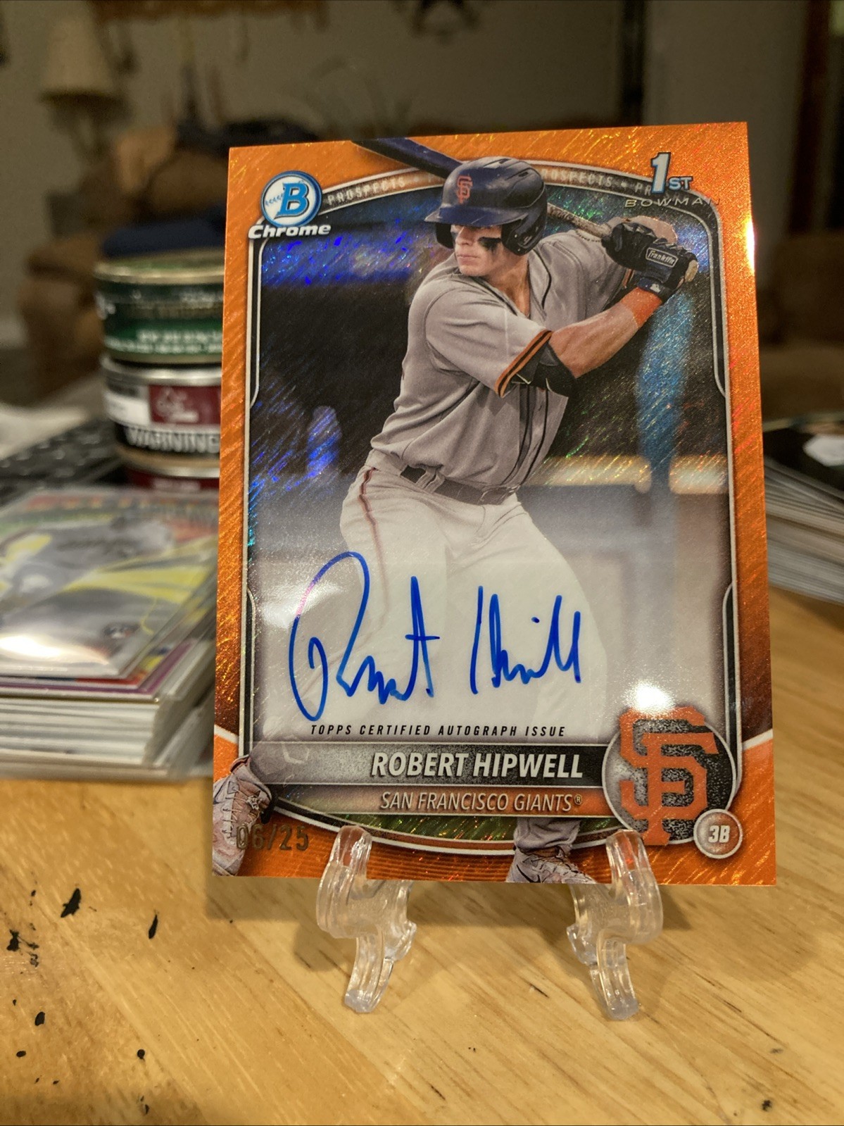 2025 Bowman Chrome Robert Hipwell Orange Shimmer /25 Prospect Bowman Auto CPA-RH