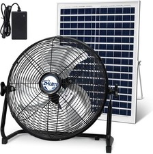 14" Solar Fan, Portable Camping Fan with 20W Solar Panel, Rechargeable Battery P