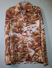 Vtg D'Avila imported fabric Abstract Earth Tone textured print disco era shirt — photo 1