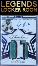 2022 Panini Flawless Football Star Swatch Signatures Sapphire DeVonta Smith /10