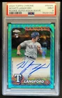 2024 Topps Chrome Wyatt Langford Rookie Auto Aqua Wave Refractor #/199 PSA 9