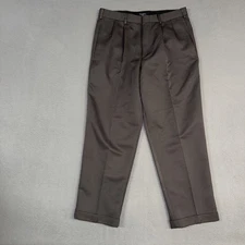Dockers Dress Pants Mens 34x30 Dark Gray Straight Leg Pleated 100% Polyester