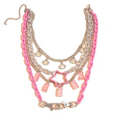 Multilayer Resin Gummy Cartoon Bear Link Chain Pendant Necklace Punk Colorful Tr
