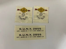 LIONEL DECAL , 2855 , SUNOCO TANK CAR SET , BLACK LETTERS , SELF STICK