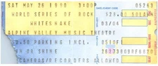 Whitesnake Concert Ticket Stub East Troy Wisconsin May 26 1990