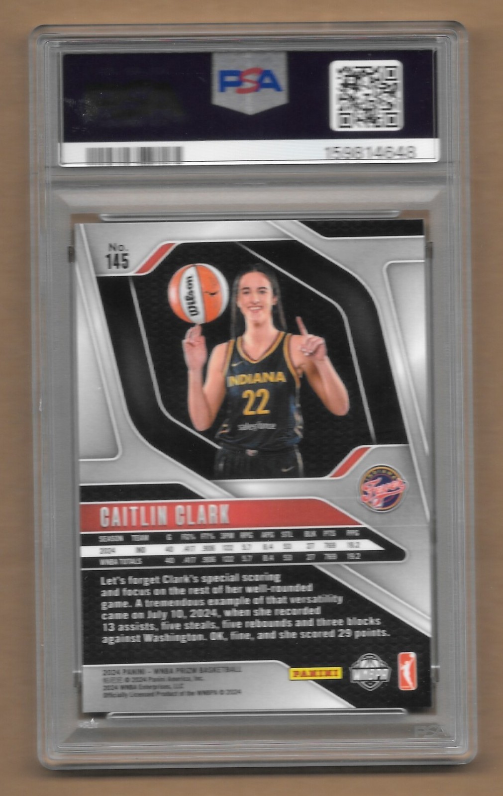 2024 Panini Prizm WNBA Caitlin Clark Rookie PSA 8 #145 view 2