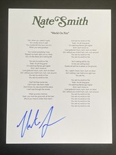 Nate Smith Autographed ‘World On Fire’ Lyric Sheet Country Singer