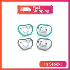 Nanobebe Baby Pacifiers 0-3 Month - Orthodontic, Curves Comfortably with Face Co
