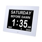 8" Digital LCD Day Clock Wall Alarm Time Dementia Week Date Calendar Office Home