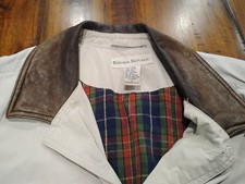 Button Up Banana Republic Jacket Mens Large, Khaki, Insulated, Leather Collar,