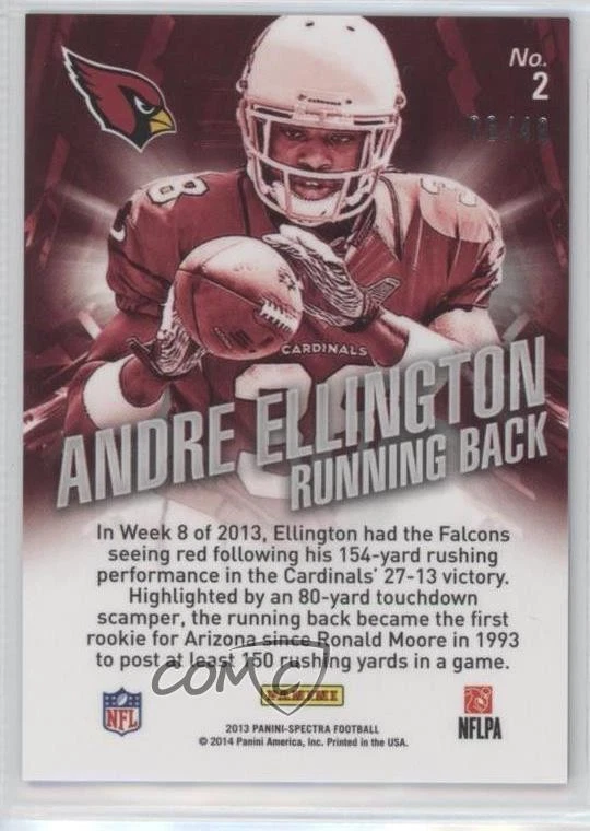 2013 Panini Spectra Rookie Revolution Blue /49 Andre Ellington #2 RC - Image 2 of 2