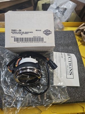 NOS OEM Harley Davidson FXD Fxdx Polished DYNA Fuel Gauge Bezel 75001-04 NEW