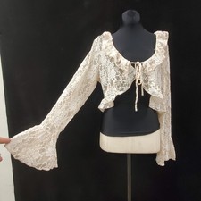 Lace Ruffle Tie Top Size XL Sheer Flare Whimsigoth Boho Fairy Y2K Renaissance